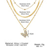 Alloy Snake Bone Chain With Retro Diamond Butterfly Pendant And Mixed Gem Inlay