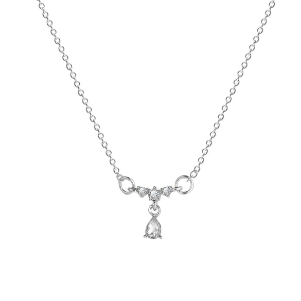 Alloy Snake Bone Chain Zircon Water Drop Pendant Necklace Punk Geometric Electroplated Design Unisex