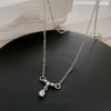 Alloy Snake Bone Chain Zircon Water Drop Pendant Necklace Punk Geometric Electroplated Design Unisex