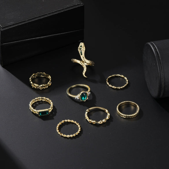 Alloy Snakeshaped Electroplated Animal Zodiac Ring Bracelet Set