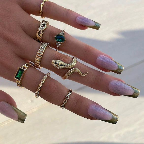 Alloy Snakeshaped Electroplated Animal Zodiac Ring Bracelet Set