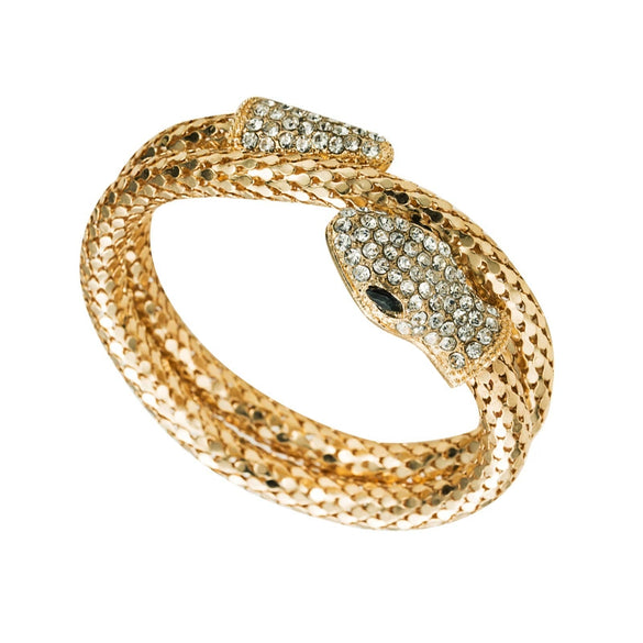 Alloy Snakeshaped Winding Bracelet Inlaid With Rhinestones Punk Style Jewelry For Men And Women