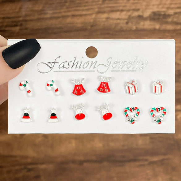 Alloy Snowflake Bell Geometric Oil Dripping Women's Earrings Set