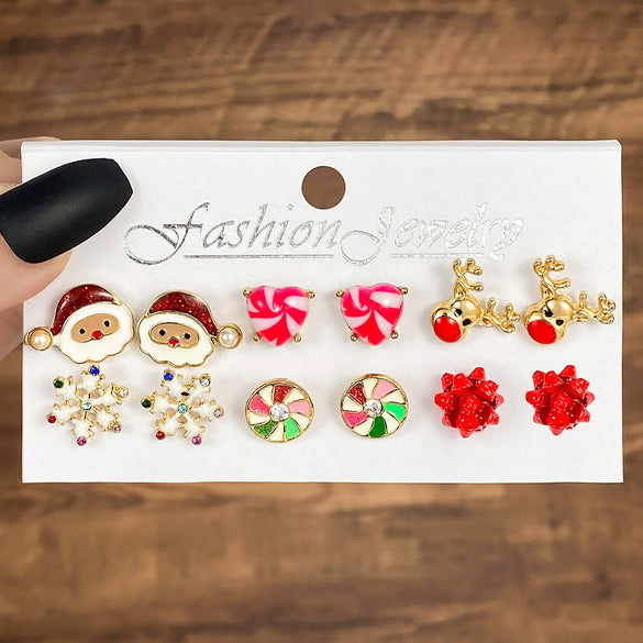Alloy Snowflake Bell Geometric Oil Dripping Women's Earrings Set