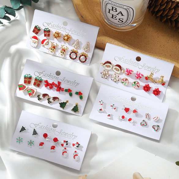 Alloy Snowflake Bell Geometric Oil Dripping Women's Earrings Set