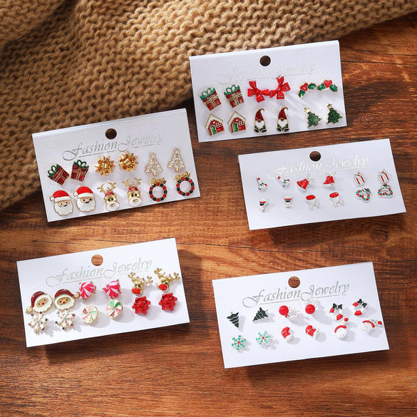 Alloy Snowflake Bell Geometric Oil Dripping Women's Earrings Set