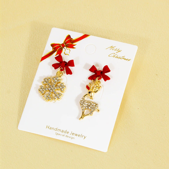 Alloy Snowflake Bell Women's Earrings With Festival Elements And Cartoon Character Pattern