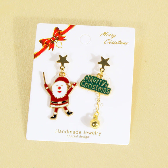 Alloy Snowflake Bell Women's Earrings With Festival Elements And Cartoon Character Pattern