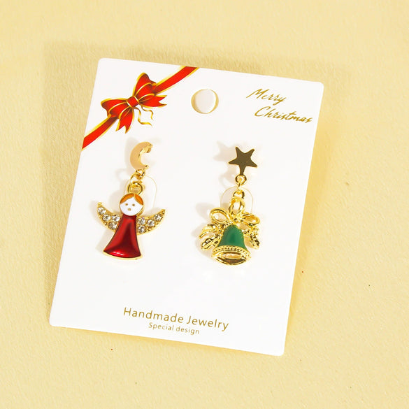 Alloy Snowflake Bell Women's Earrings With Festival Elements And Cartoon Character Pattern