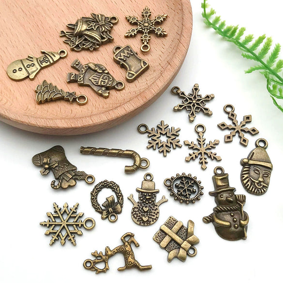 Alloy Snowman Christmas Tree Deer Snowflake Pendant Accessories Diy Earrings Electroplated Natural And Cartoon Style