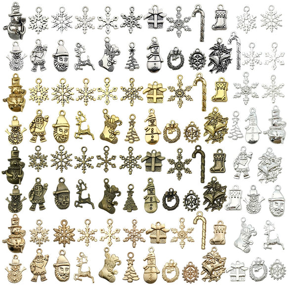 Alloy Snowman Christmas Tree Deer Snowflake Pendant Accessories Diy Earrings Electroplated Natural And Cartoon Style