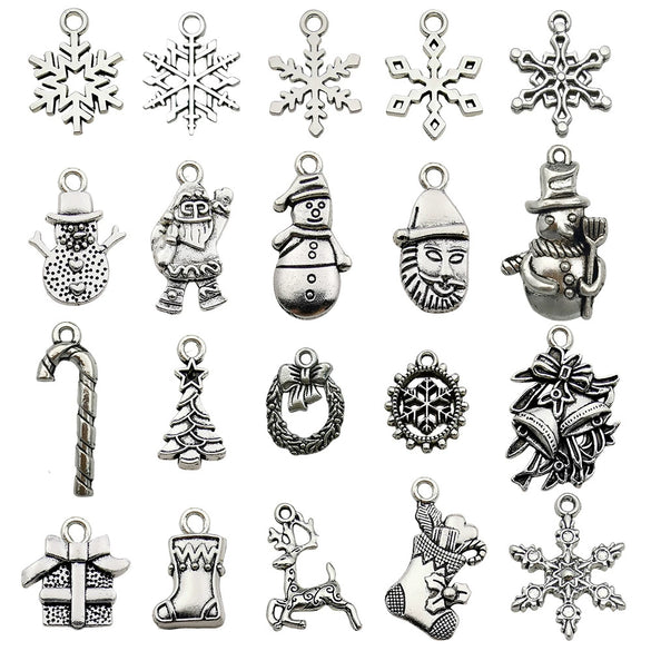 Alloy Snowman Christmas Tree Deer Snowflake Pendant Accessories Diy Earrings Electroplated Natural And Cartoon Style