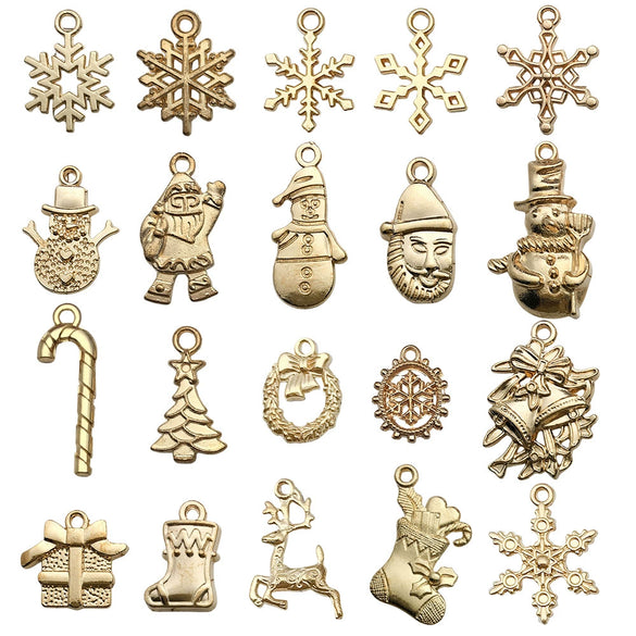 Alloy Snowman Christmas Tree Deer Snowflake Pendant Accessories Diy Earrings Electroplated Natural And Cartoon Style