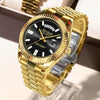 Alloy Solid Steel Band Automatic Hollow Fake Mechanical Couple Watches With Luminous Calendar Waterproof Round Dial Business Style