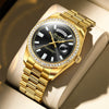 Alloy Solid Steel Band Automatic Hollow Fake Mechanical Couple Watches With Luminous Calendar Waterproof Round Dial Business Style