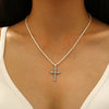 Alloy Sparkling Water Wave Chain Necklace Bracelet With Cross Crown Roman Numerals Pendant Electroplated Women's Jewelry
