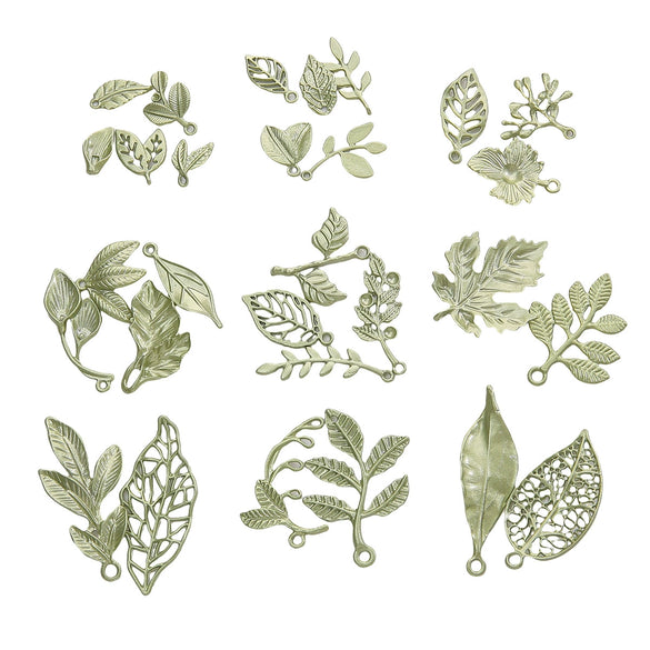 Alloy Spray Paint Leaf Series Jewelry Accessories For Diy Handmade Necklaces Bracelets Earrings