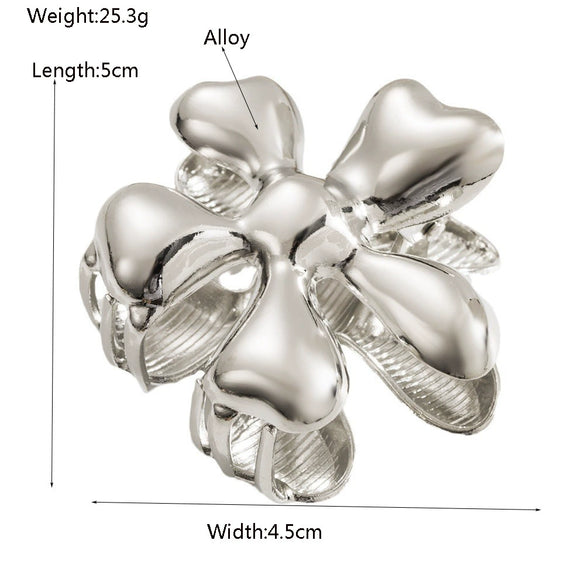 Alloy Spring Clip Headwear With Geometric And Flower Design Electroplated For Women