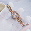 Alloy Square Bracelet Watch For Ladies Tweed Style Single Folding Buckle Rose Gold Buckle Ordinary Glass Mirror Spiral Crown