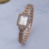 Alloy Square Bracelet Watch For Ladies Tweed Style Single Folding Buckle Rose Gold Buckle Ordinary Glass Mirror Spiral Crown