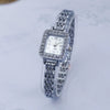 Alloy Square Bracelet Watch For Ladies Tweed Style Single Folding Buckle Rose Gold Buckle Ordinary Glass Mirror Spiral Crown