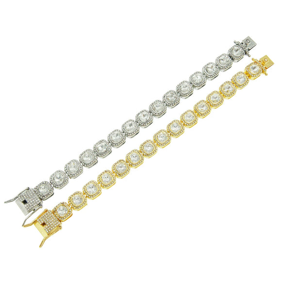 Alloy Square Diamond Geometric Style Unisex Bracelet