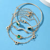 Alloy Square Star Snake Diamondencrusted Bracelet Set With Geometric Design For Women And Unisex