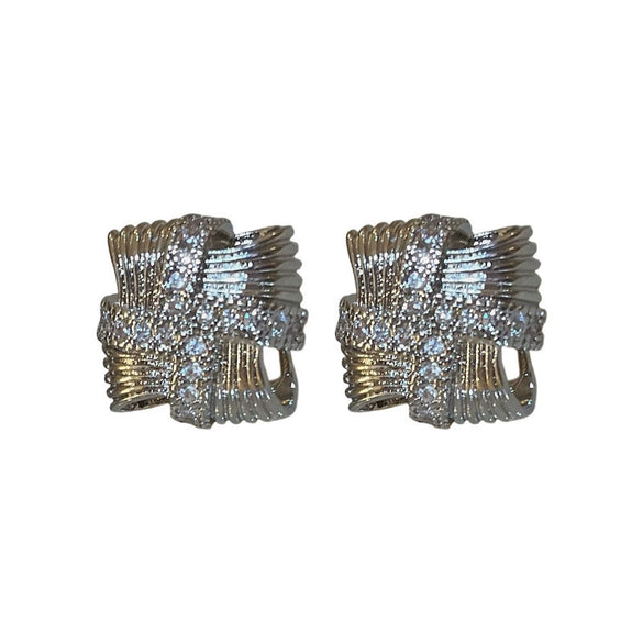 Alloy Square Women's Earrings With Real Gold Electroplating Light Luxury Fashion