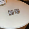 Alloy Square Women's Earrings With Real Gold Electroplating Light Luxury Fashion