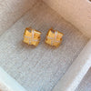 Alloy Square Women's Earrings With Real Gold Electroplating Light Luxury Fashion