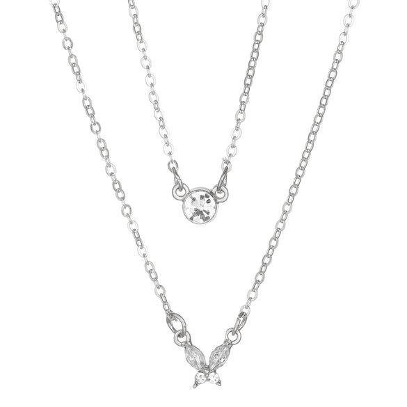 Alloy Stacked Butterfly Letter Love Clavicle Necklace With Heart Shape Geometric Animal Pattern And Diamond Design