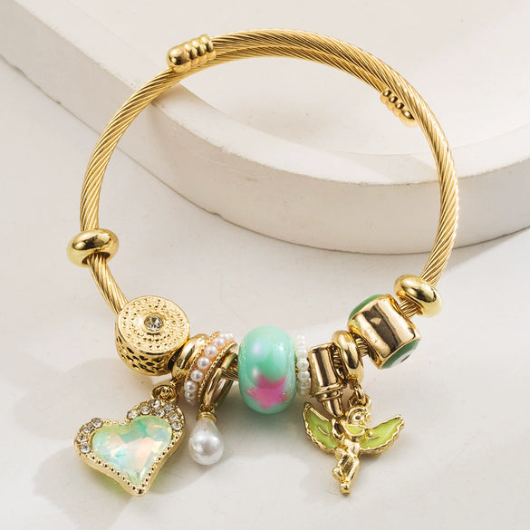 Alloy Stainless Steel Beaded Handmade Bracelet With Diamond Design Unisex