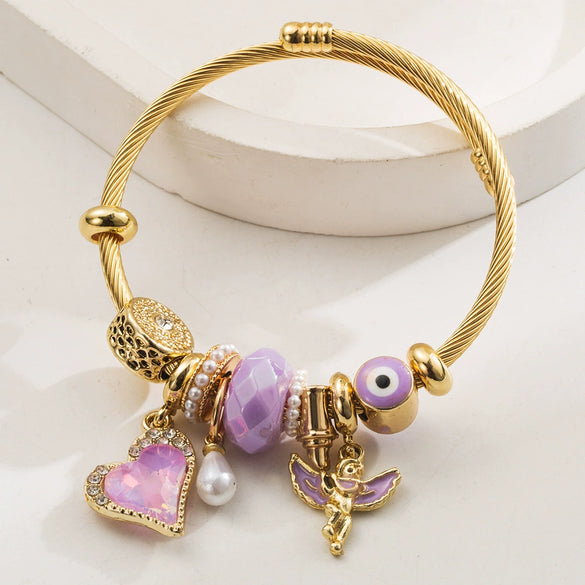Alloy Stainless Steel Beaded Handmade Bracelet With Diamond Design Unisex