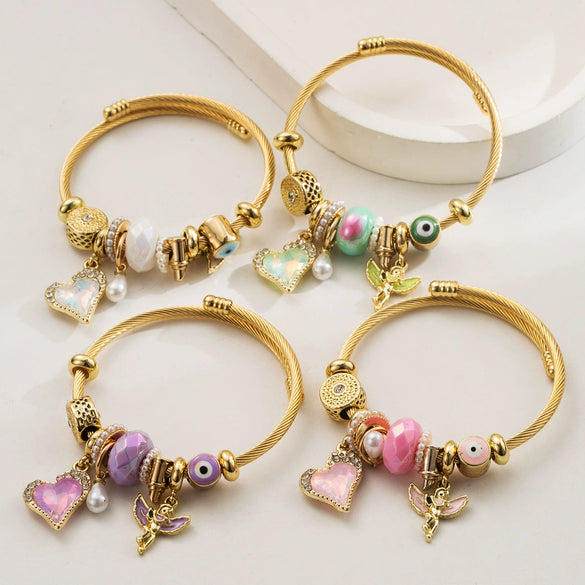 Alloy Stainless Steel Beaded Handmade Bracelet With Diamond Design Unisex