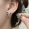 Alloy Stainless Steel Electroplating Bow Earrings For Women