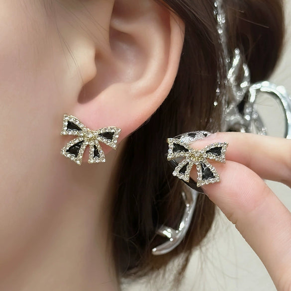 Alloy Stainless Steel Electroplating Bow Earrings For Women
