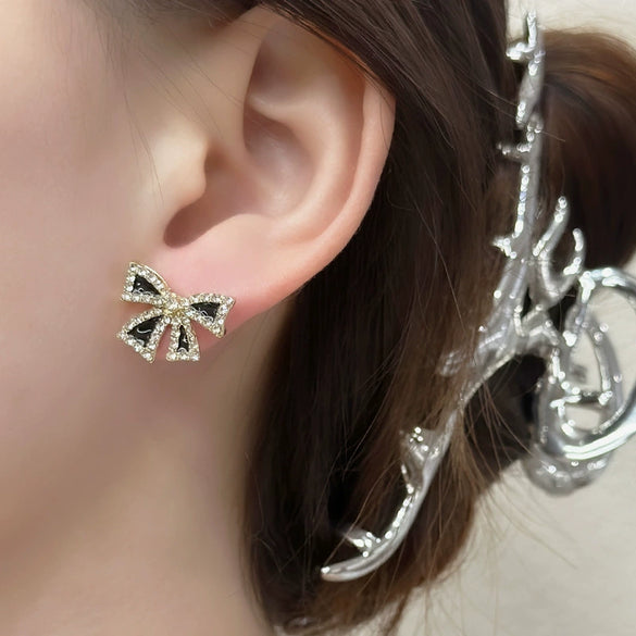 Alloy Stainless Steel Electroplating Bow Earrings For Women