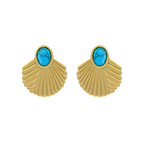 Alloy Stainless Steel Geometric Fanshaped Electroplated Retro Women's Earrings