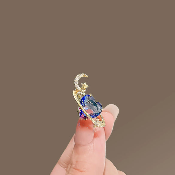 Alloy Star And Moon Love Brooch For Women With Electroplating Design