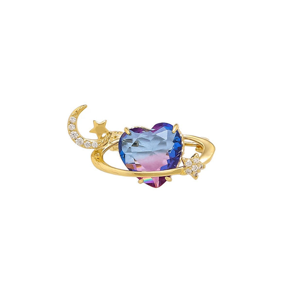 Alloy Star And Moon Love Brooch For Women With Electroplating Design