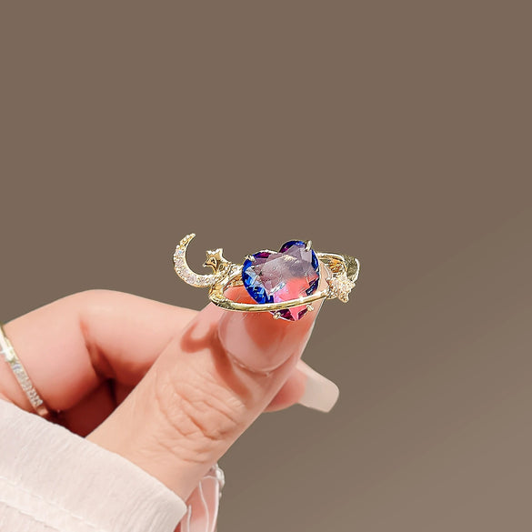 Alloy Star And Moon Love Brooch For Women With Electroplating Design
