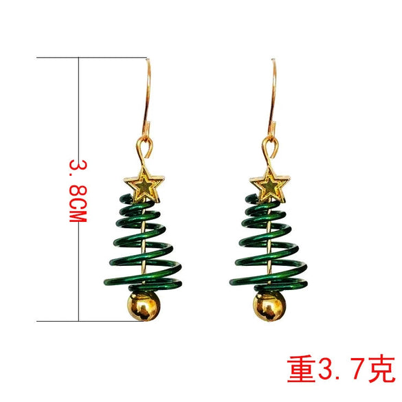 Alloy Star Christmas Tree Earrings With Pastoral Floral Design Trendy Wholesale Fashion Jewelry