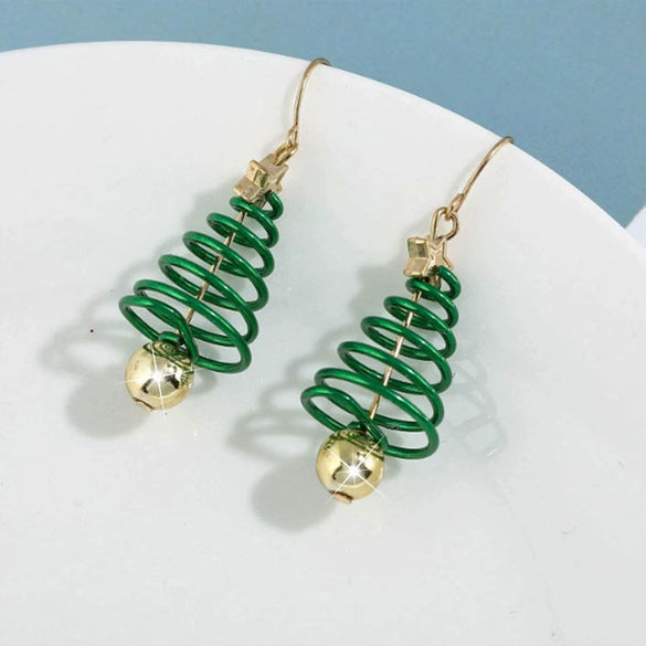 Alloy Star Christmas Tree Earrings With Pastoral Floral Design Trendy Wholesale Fashion Jewelry