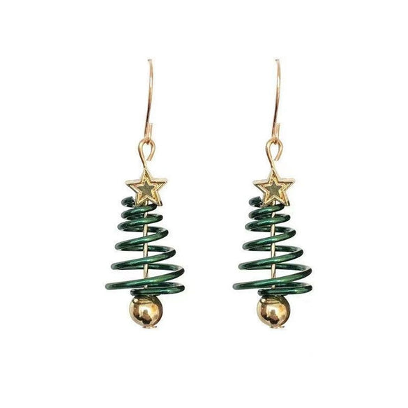 Alloy Star Christmas Tree Earrings With Pastoral Floral Design Trendy Wholesale Fashion Jewelry