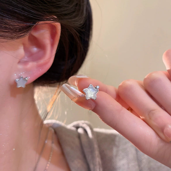 Alloy Star Earrings For Women Electroplated Minimalist Style