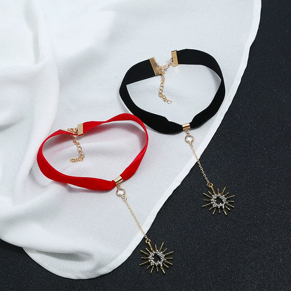 Alloy Star Necklace With Animals Zodiac Pattern Electroplated And Box Chain Velvet Flannel Material