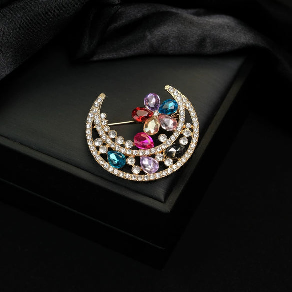 Alloy Star Shaped Diamond Encrusted Brooch Jewelry With Electroplating Processing