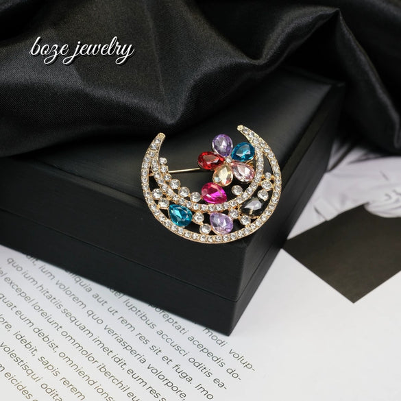 Alloy Star Shaped Diamond Encrusted Brooch Jewelry With Electroplating Processing