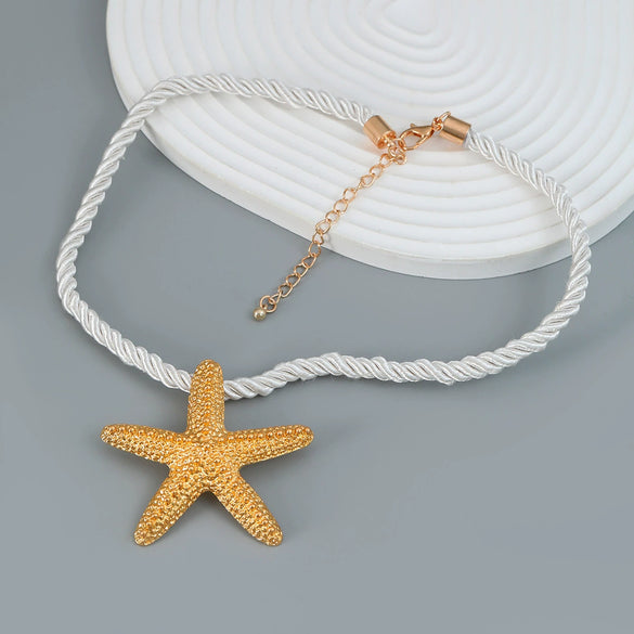Alloy Starfish Pendant Necklace For Women Electroplated Ocean Animal Style