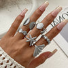 Alloy Starfish Scallop Shell Imitation Pearl Ring Set Electroplated For Women Minimalist Style